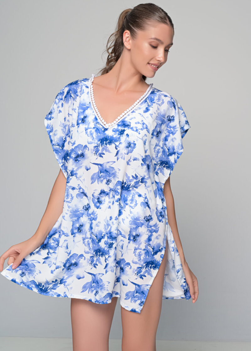 Καφτάνι Rayon - Λευκό-μπλε