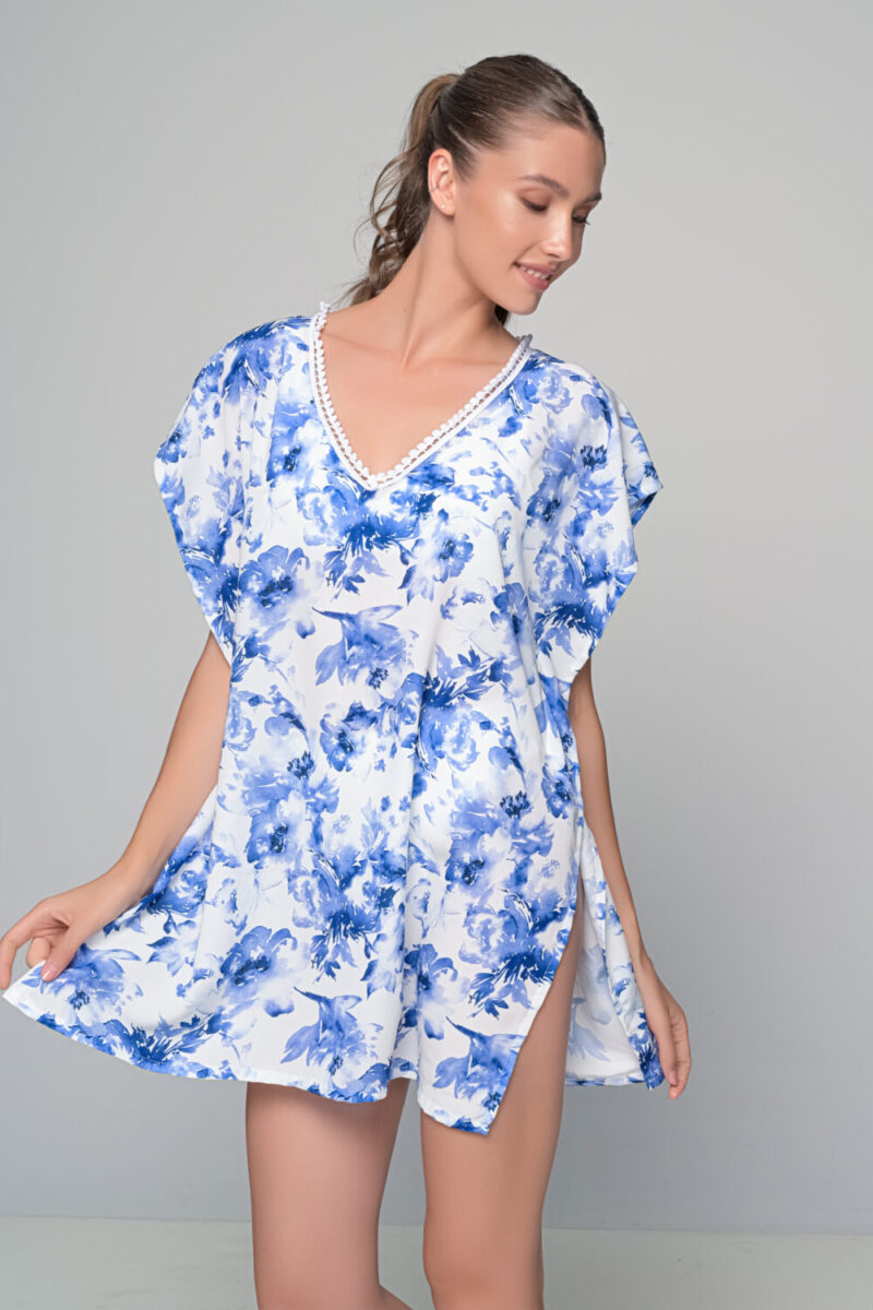 Καφτάνι Rayon - Λευκό-μπλε