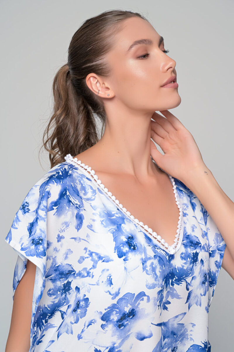 Καφτάνι Rayon - Λευκό-μπλε - Image 6