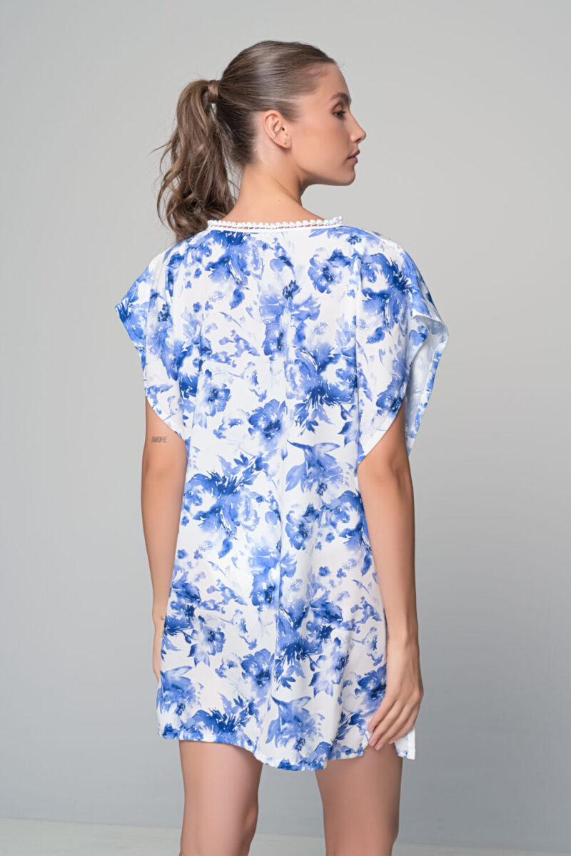 Καφτάνι Rayon - Λευκό-μπλε - Image 2